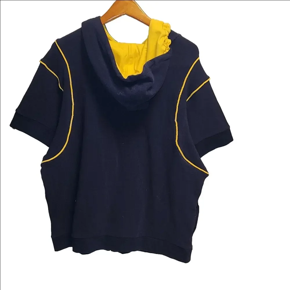 Ashley Stewart Plus sz blue/yellow short sleeve zip-up hoodie sz 2X